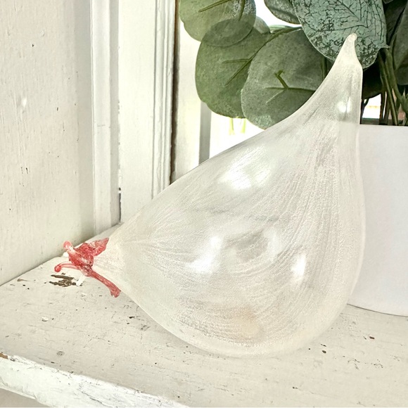 Vintage Rene Burri Mundgeblasen Hand Blown Glass Chicken Switzerland Country - Picture 1 of 14